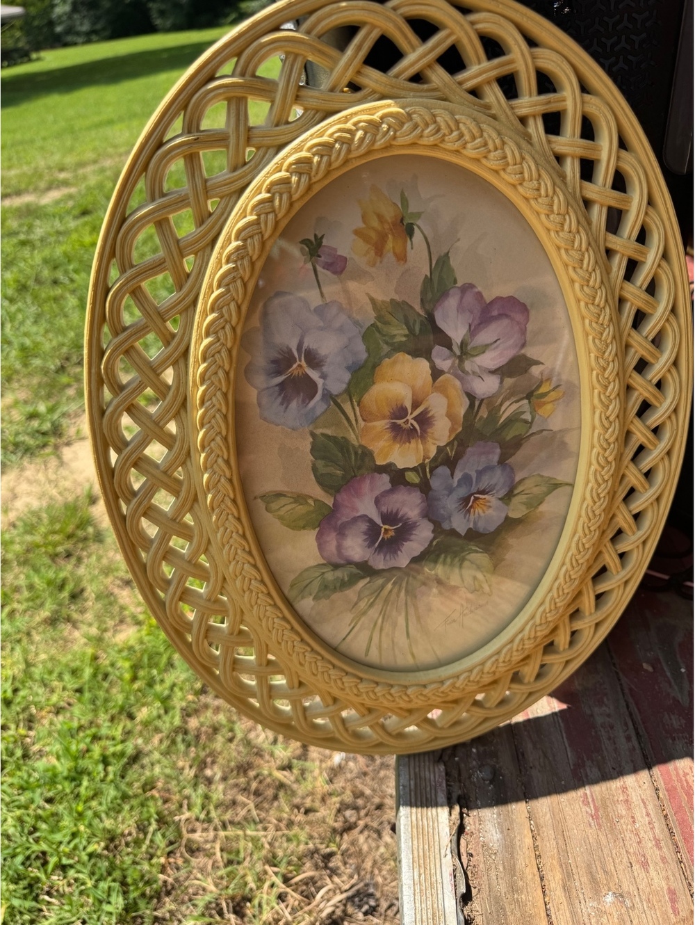 Fran Anderson Pansy Flower Decorative Collectible Homco Framed Floral Art Print